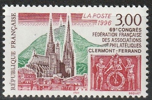Clermont-Ferrand, 69ème Congrès De Fédération Française Des Associations Philatéliques. Timbre Neuf** 1996 N° 3004