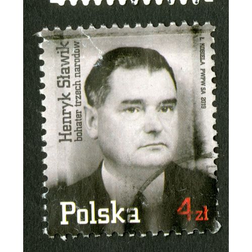 Timbre Oblitéré Polska, Henryk Slawik, Bohater Trzech Narodow, Kobiela, 2019, 4 Zl