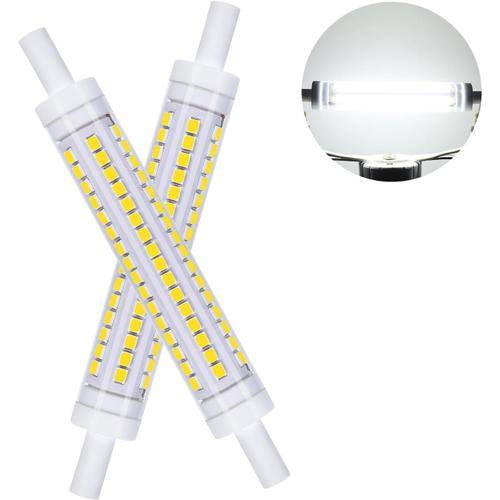 Ampoules Led R7s 118mm, Ampoule Led 10w Remplace Lampe Halogène 100w, Ac230v Blanc Froid 6000k,1100lm,Non Dimmable Angle De Faisceau 360°,Pour Couloir/Plafonnier/Lampe De Sol, Pack De 2