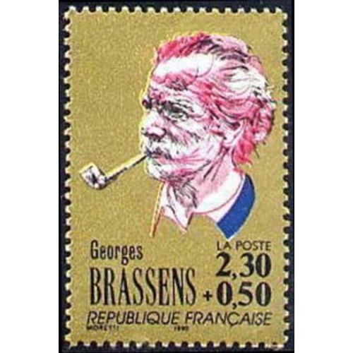 Timbre France 1990, Neuf - Georges Brassens- 2.30+0.50 Yt 2654