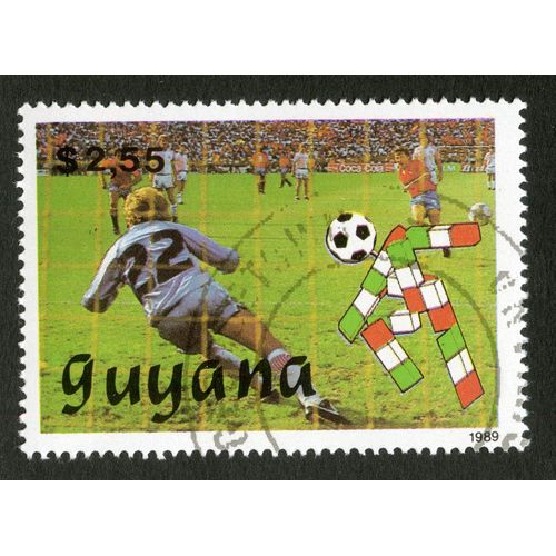 Timbre Oblitéré Guyana, Football, 1989, S 2,55