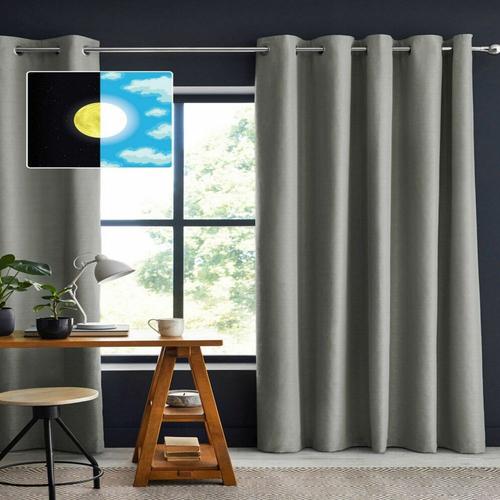 Rideau Occultant 140x280 Cm Polyester Gris Clair