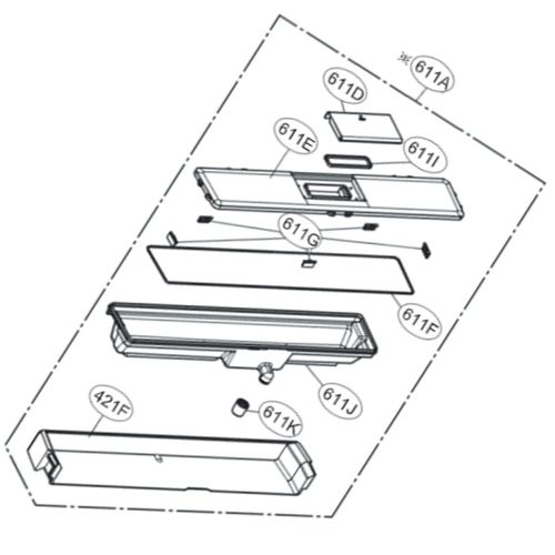 Réservoir à eau repère 611J Réfrigérateur congélateur (MJM63364801 LG)