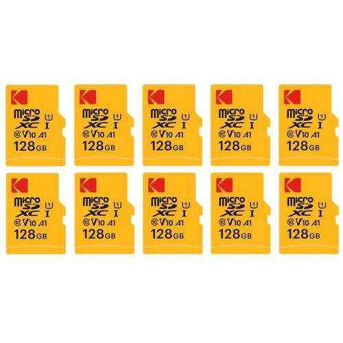 Pack de 10 KODAK Micro SDXC 32GB Premium - Vitesse et Fiabilité pour un Stockage Exceptionnel - Noir