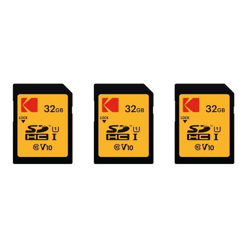Pack de 3 Cartes Mémoire KODAK SDHC Ultra High Speed - 32 GB - Noir