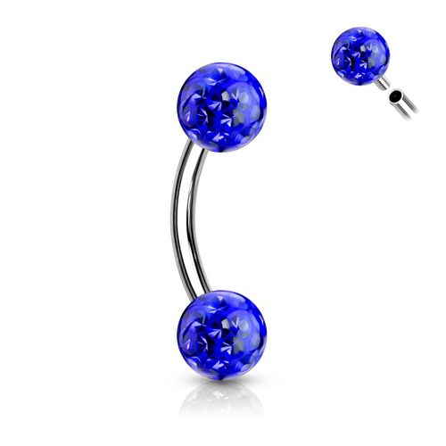 Arcade Boules Pavées Cristal Epoxyde Filetage Interne Barre Acier Inoxydable Anti Allergique Saba Bleu Foncé Lovepiercing