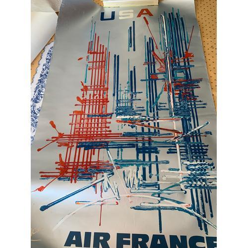 Affiche Air France De Georges Matthieu Usa Rare ,Bon État