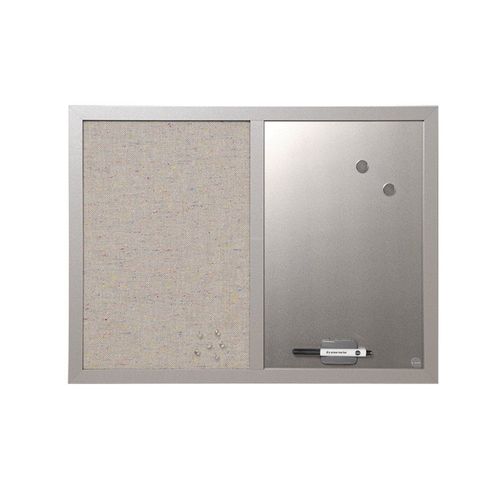 Bi-Office Lavender - Tableau Mixte, D'affichage En Tissu Perle Et Magnétique Argent, 60 X 45 Cm, Cadre En Mdf Perle