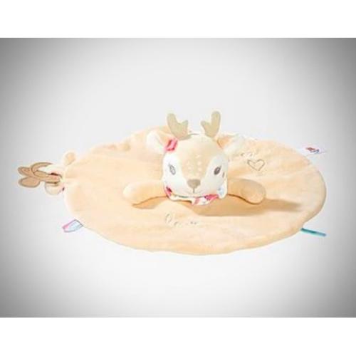 Doudou Renne Nicotoy Beige Rose Porte Tétine Jouet Bébé 