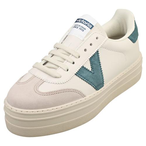 Des Chaussures Victoria Barcelone Platforme Femme - Synthétique Et Suédé, Bleu Pétrole - 40