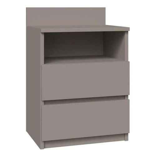 Aster T1 - Table De Chevet Avec 2 Tiroirs Gris - 59x40x32 Cm - Table De Nuit - Style Scandinave