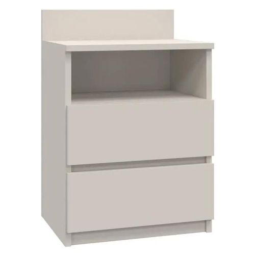 Aster T1 - Table De Chevet Avec 2 Tiroirs Beige - 59x40x32 Cm - Table De Nuit - Style Scandinave