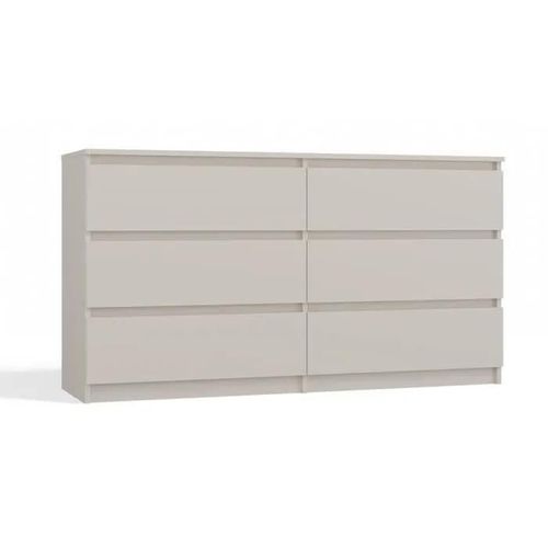 Aster - Commode Large Chambre Salon Bureau Beige - 6 Tiroirs - 138x40x75cm - 6 Tiroirs - Style Scandinave