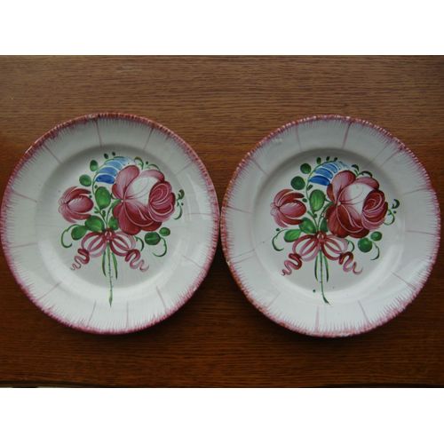 2 Assiettes Anciennes 19è Siècle, Faïence De L'est Les Islettes