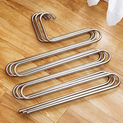 4pcs 5 barres cintre pantalone vêtement métal antidérapant pour armoire gain de place m34755