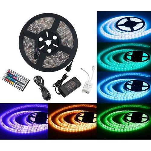 Ast 5m 5050 Rgb 300 Led Ruban Lumières + Adapteur + Alimentation 5a 12v + Télécommande À Infrarouge 44 Touches M35685