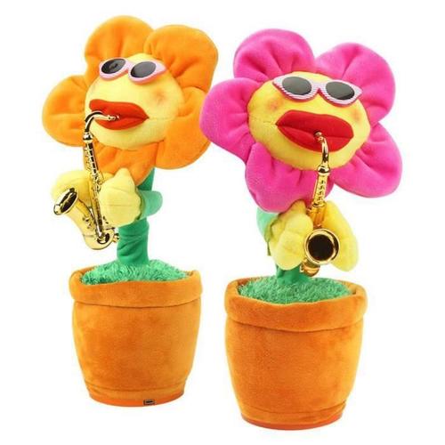 Fleur Du Soleil De Musique De Saxphone Fleur Electrique Enchanteur En Peluche De Danser De Chanter Simulation De Pots De Danse M30424