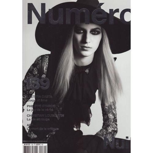 Numéro / 12-2012 N°139 : Laetitia Casta By Dominique Issermann (7p) Philippe Starck (4p) Christian Louboutin (4p) Farida Khelfa (2p) Loris Gréaud (3p) Natasha Gornik (3p) Ellen Von Unwerth (12p)
