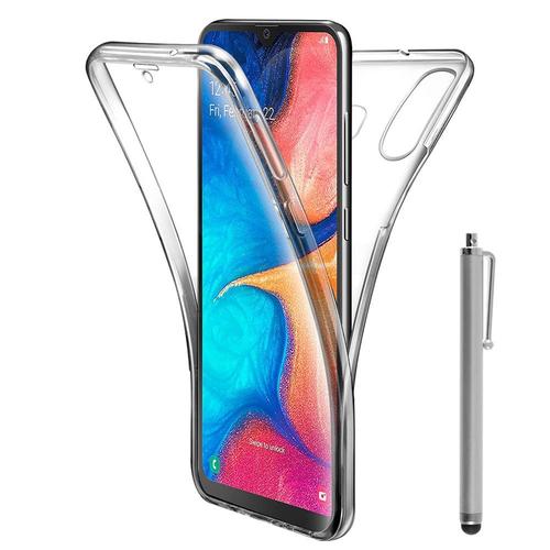 Coque Avant Et Arrière Silicone Pour Samsung Galaxy A20e/ A20e Dual Sim 5.8"" 360° Protection Intégrale - Transparent + Stylet