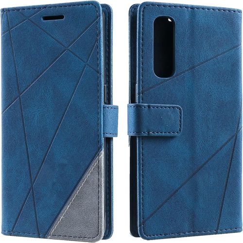 Coque Pour Oppo Find X2 Neo, Rabat Portefeuille De Protection Cuir Pu Etui, Slim Silicone Tpu Bumper Magnetique Housse, Flip Porte Cartes Avec Fonction Support Cover Antichoc Case (Bleu)