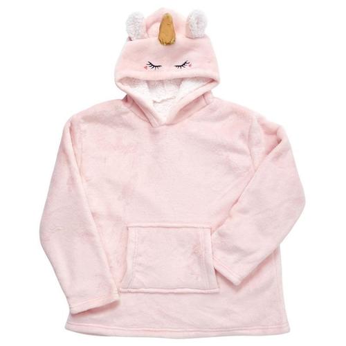 Paris Prix - Plaid Sweat Enfant "Licorne" 6-9ans Rose & Blanc