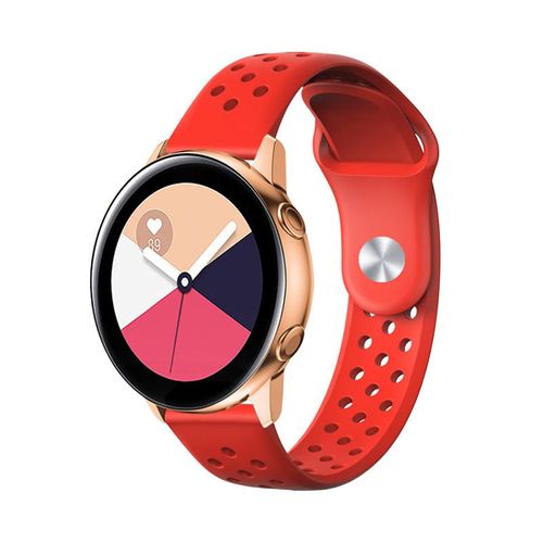 Bracelet De Montre De Sport En Silicone 20 Mm Pour Bracelet De Montre Respirant Samsung Galaxy Active 2 40 44 Mm,Rouge