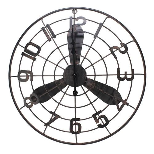 Paris Prix - Horloge Murale Vintage "indus" 50cm Marron
