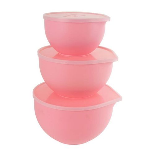 Paris Prix - Lot De 3 Bols Pâtissiers "Couvercles" 24cm Rose
