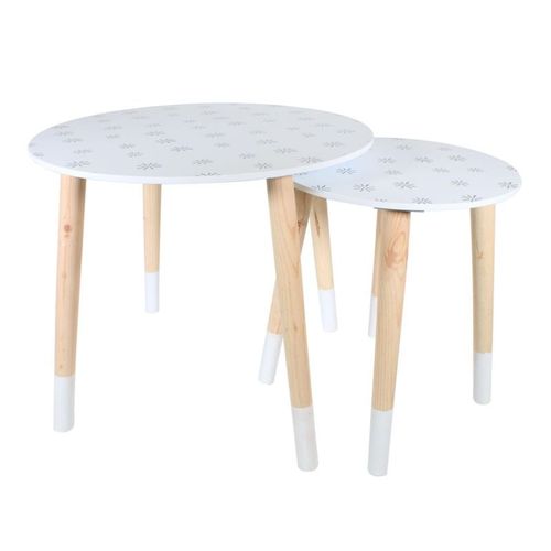 Paris Prix - Lot De 2 Tables Enfant "Flocon" 48cm Blanc & Beige