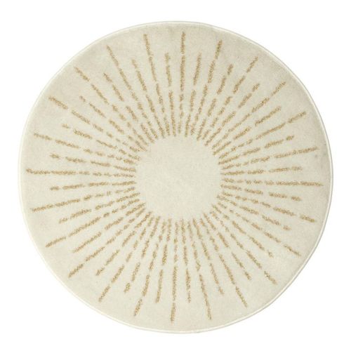 Paris Prix - Tapis Rond Enfant "Soleil Métallisé" 80cm Beige