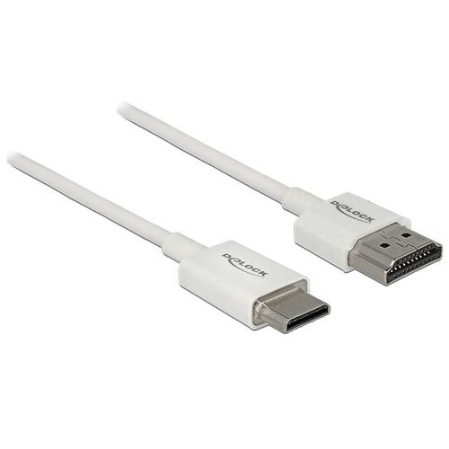 Delock Slim High Quality - Câble HDMI avec Ethernet - HDMI mâle pour 19 pin mini HDMI Type C mâle - 1.5 m - triple paire torsadée blindée - blanc - support 4K