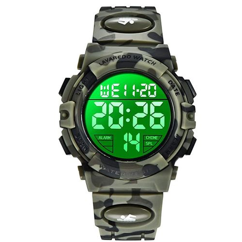 Montre Enfant Garçon Adolescent Digitale Outdoor Sport Multifonction Étanche Led Lumière Alarme Calendrier Date Avec Bande De Silicone, Avec Sept Lumières Colorées