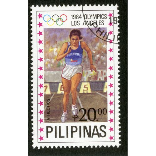 Timbre Oblitéré Pilipinas, 1984 Olympics Los Angeles, Athletics, 20,00