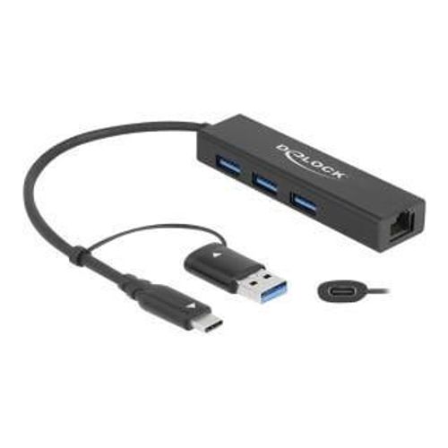 Delock 3p Usb 3.2 Gen1 Hub+lan+usb-c/a | 64149