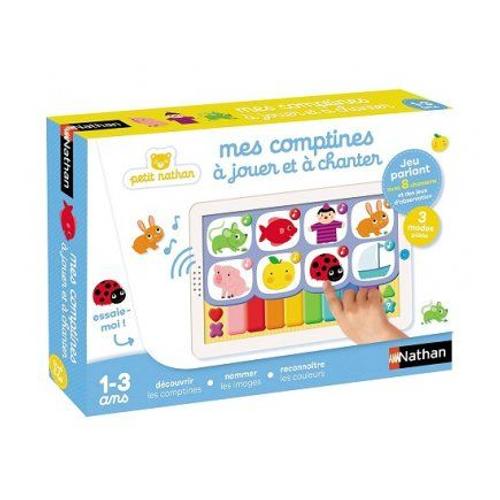 Tablette Interactive Bebe 1-3 Ans - 3 Modes : 8 Chansons Comptines, Piano, Questions - Jeu Parlant Musical - Set Jouet Educatif Et Carte