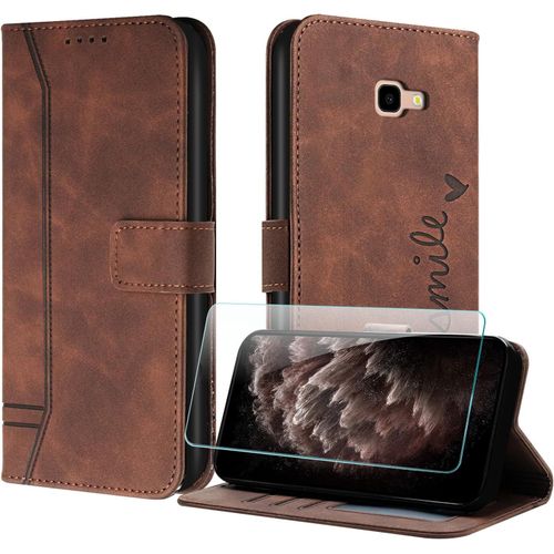 Coque Pour Samsung Galaxy A3 2017 / A320 Avec Protection Ecran, Etuis Rabat Folio Housse Cuir Portefeuille [Emplacements Cartes] Magnetique Support Pour Galaxy A320 - Marron