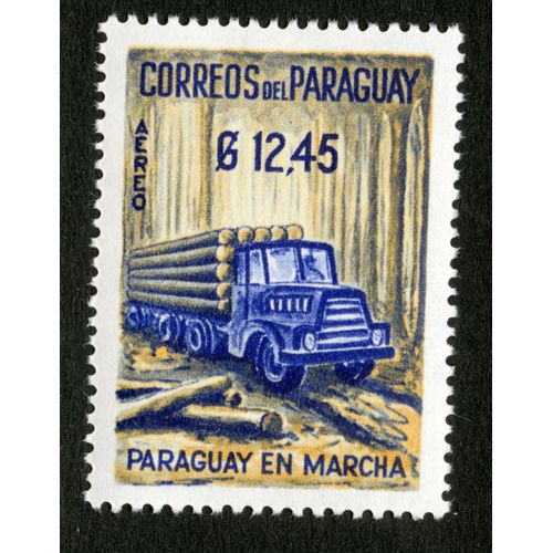 Timbre Oblitéré Paraguay En Marcha, Correos Del Paraguay, Aereo, 12,45