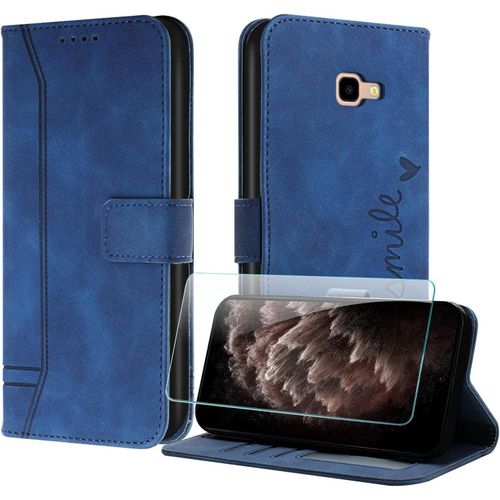 Coque Pour Samsung Galaxy A3 2017 / A320 Avec Protection Ecran, Etuis Rabat Folio Housse Cuir Portefeuille [Emplacements Cartes] Magnetique Support Pour Galaxy A320 - Bleu