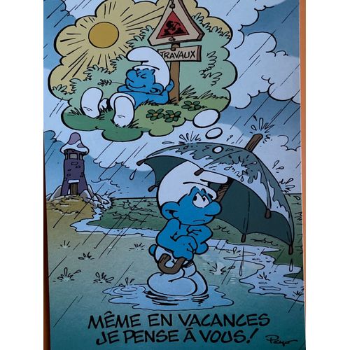 Peyo - Schtroumpf N* 9 - Même En Vacances Je Pense À Vous !