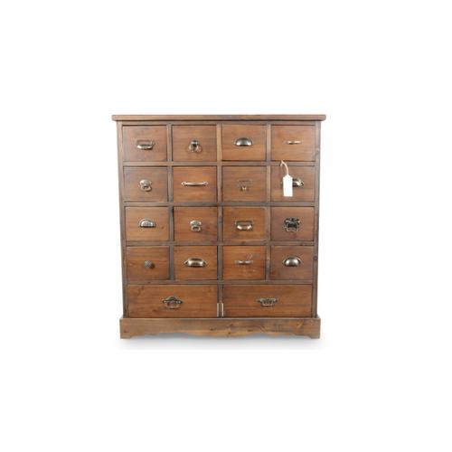 Commode Grainetier 18 Tiroirs Bois 92x34.5x99cm - Marron