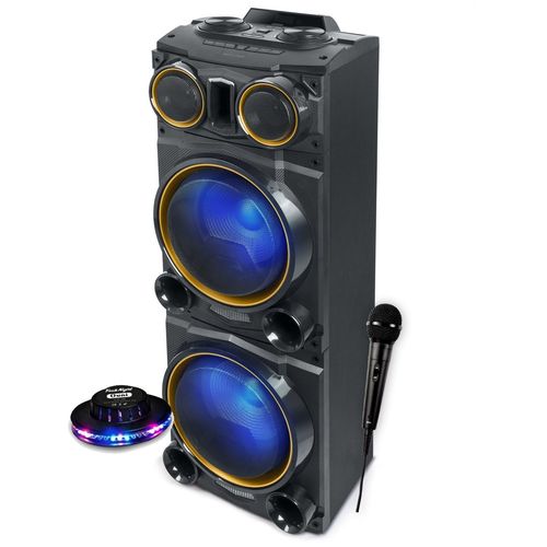 Enceinte Sono Party Box Muse M-1988 DJ, 800W, Effet LED multicolore et clignotante, USB/Bluetooth/Radio FM - 2 AUX, Lumière OVNI