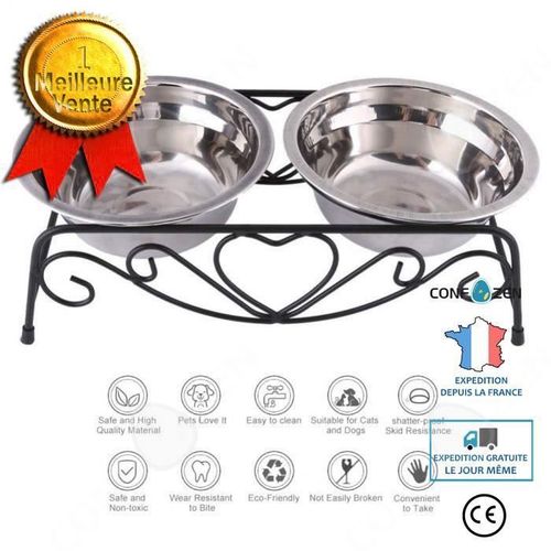Confo Double-Gamelle Distributeur De Nourritures Alimentaires Bols Avec Support En Acier Inoxydable Animaux De Compagnie Chien Chiot