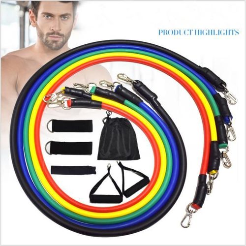 11pcs Bande De Résistance Tube Élastique Musculation Pour Exercice Fitness Gym Yoga
