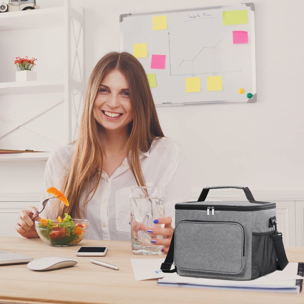 10L Sac Isotherme Repas Homme Femme, Petite Glaciere Souple Isotherme  Pliable Lunch Bag Sac Repas, Déjeuner, Bureau, école, Pique Nique, Plage,  Voyage, Gris