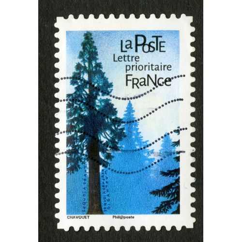 Timbre Oblitéré Séquoia Géant, La Poste, Lettre Prioritaire , France, Chavouet