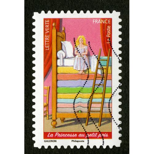 Timbre Oblitéré La Princesse Au Petit Pois , Lettre Verte, France, La Poste, Galeron
