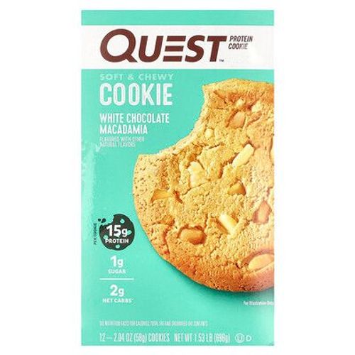 Quest Nutrition, Cookie Protéiné, Chocolat Blanc Et Noix De Macadamia, 12 Cookies, 58 G Chacun