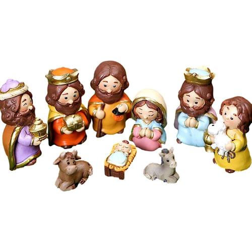 Figurines De Crèche De Noël, Personnages pour Creche De Noel, Ornement Naissance du Christ Nativité Figurines, pour Décorations de Noël Intérieures et Extérieures