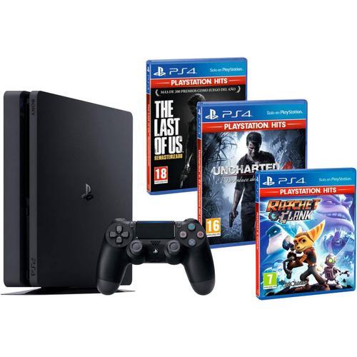 Console Sony Playstation 4 Slim Hits Pack Uncharted 4 The Last Of Us Remastered Ratchet Clank