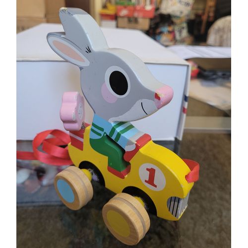 Lapin En Bois Sur Sa Moto - Djeco - 15 Cm